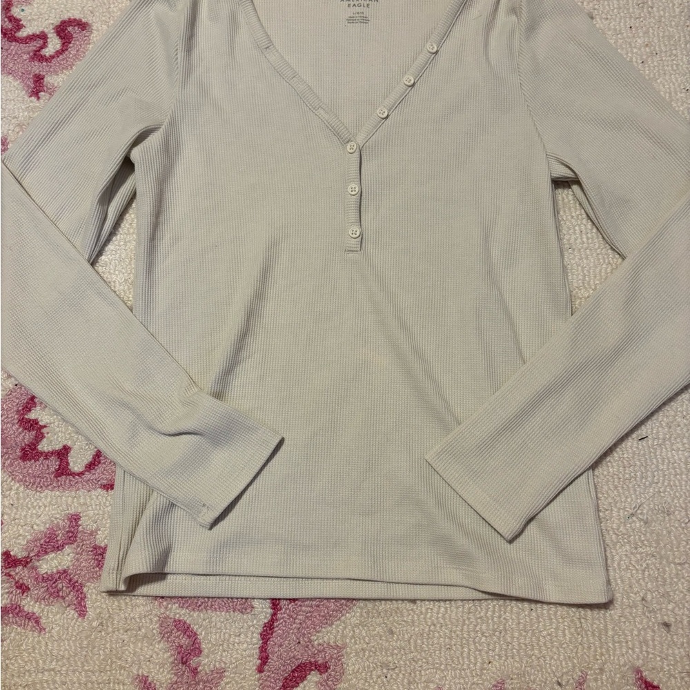 American Eagle Cream Button-Up Top